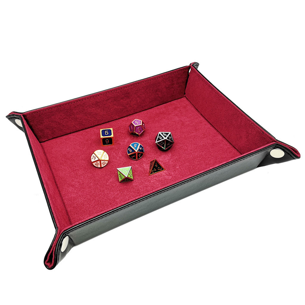 Haxtec Leather dice tray dnd Burgundy Red