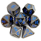 Haxtec Classic Collection Metal DND Dice-Black Blue Numbers
