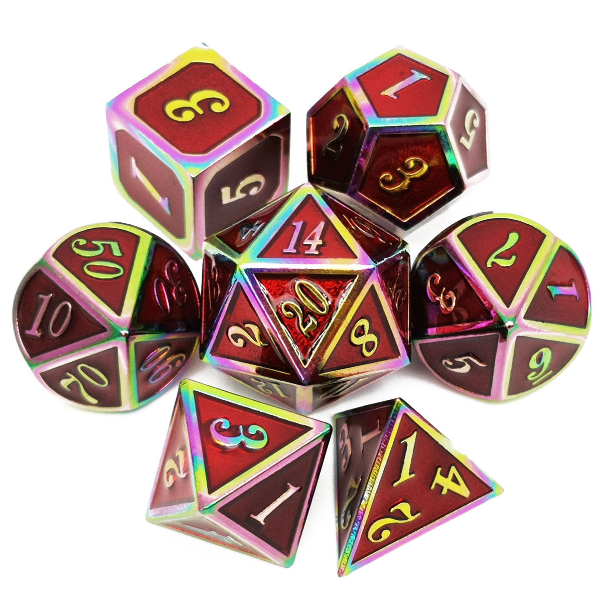 rainbow metal dice for dnd dice games