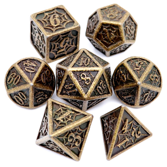 antique bronze metal dice