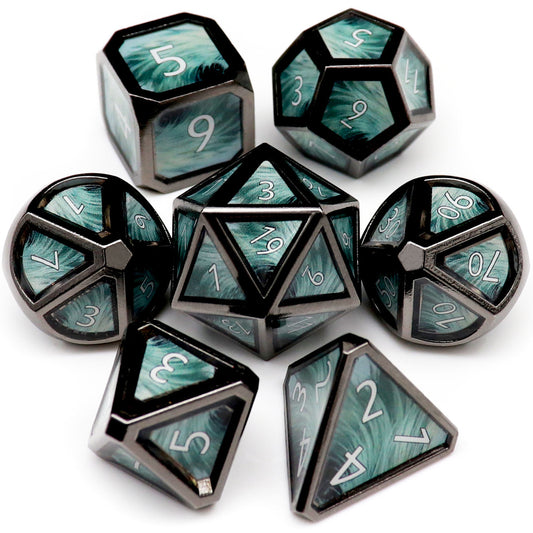 haxtec feather fall spell real scene metal dnd dice set black blue grey dnd 5e spell