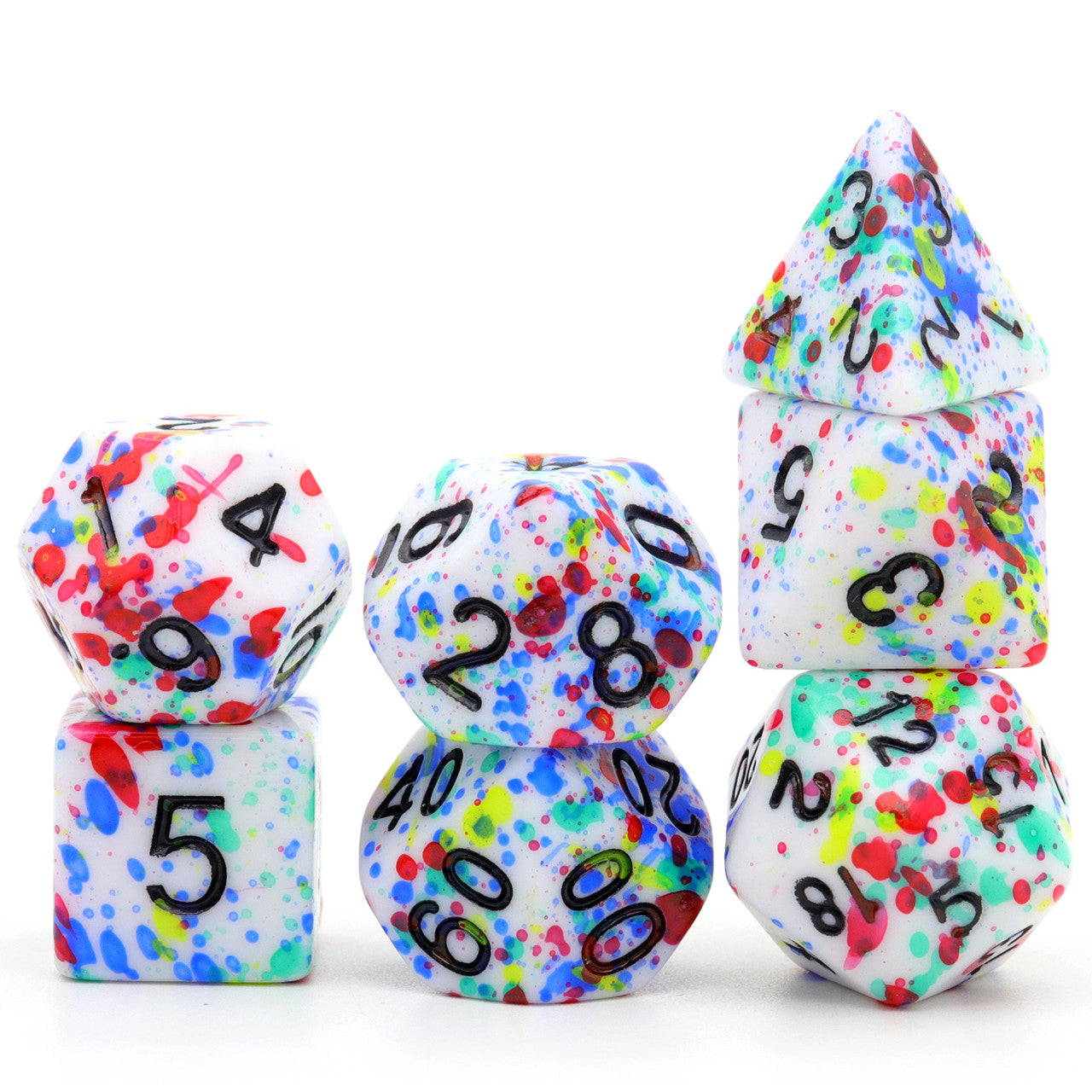 acrylic dice, dnd dice, rainbow dice, speckled dice, dnd dice, haxtec dice
