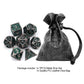 Haxtec Fire-breathing Dragon Pattern Green Metal DND Dice Set With Leather Dice Bag for Dungoens and Dragons RPG Gifts-Antique Iron Green