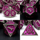 Haxtec Antique Iron Metal DND Dice Set Purple With Dragon Pattern Leather Dice Bag for Dungoens and Dragons RPG Gifts