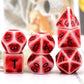 antique dice, ancient dice, red dice, rpg dice, bone dice, polyhedral dice, dice set, dnd dice