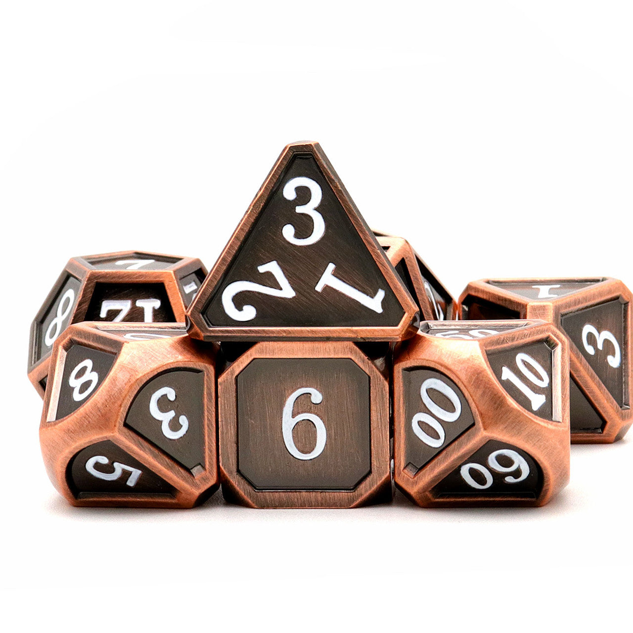 Haxtec Classic Collection Metal DND Dice-Antique Copper White Numbers