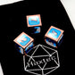 copper blue white dice, single d6 dice, metal d6 dice