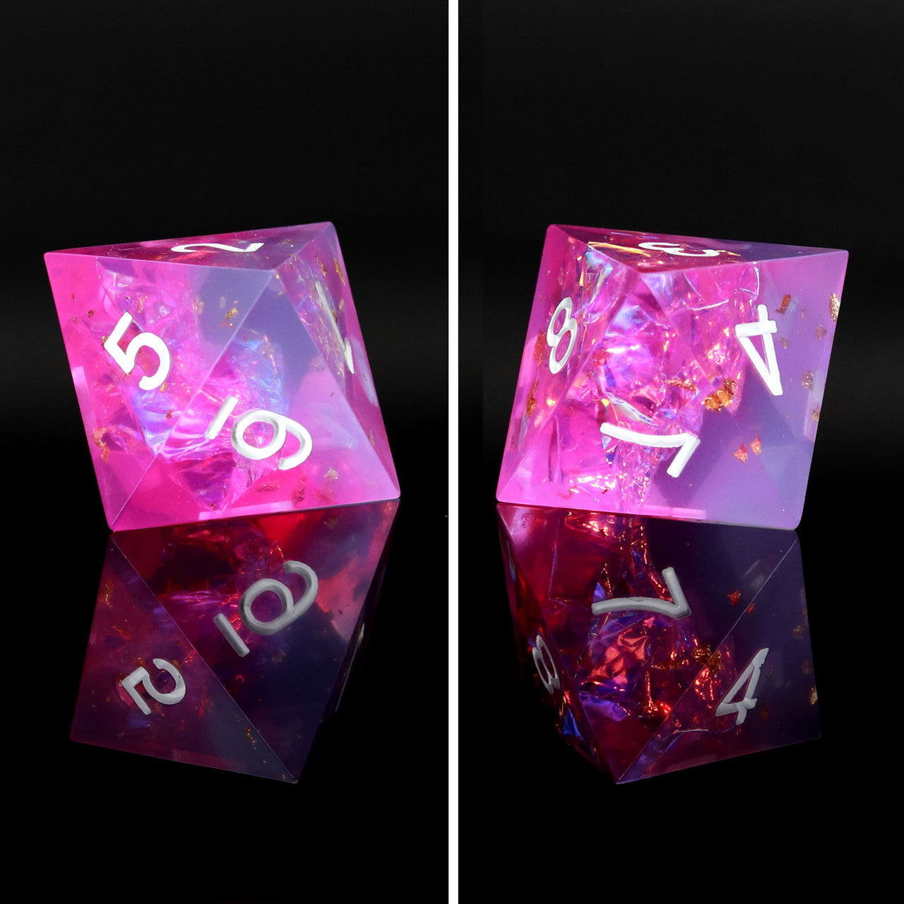 pink blue purple sharp edge dnd dice set