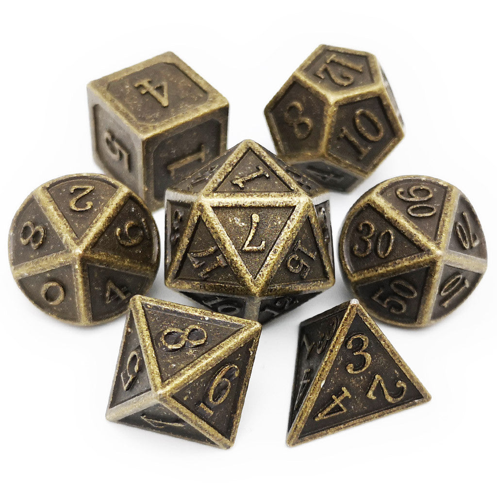 Metal dnd dice set antique bronze