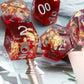 red sharp edge dnd dice set resin dice by haxtec