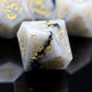Haxtec White Moonstone Gemstone DND Dice Set with Halloween Elements  Premium Wood Dice Case Included