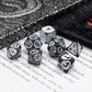 Haxtec Fire-breathing Dragon Pattern Black White Metal DND Dice Set With Leather Dice Bag for Dungoens and Dragons RPG Gifts