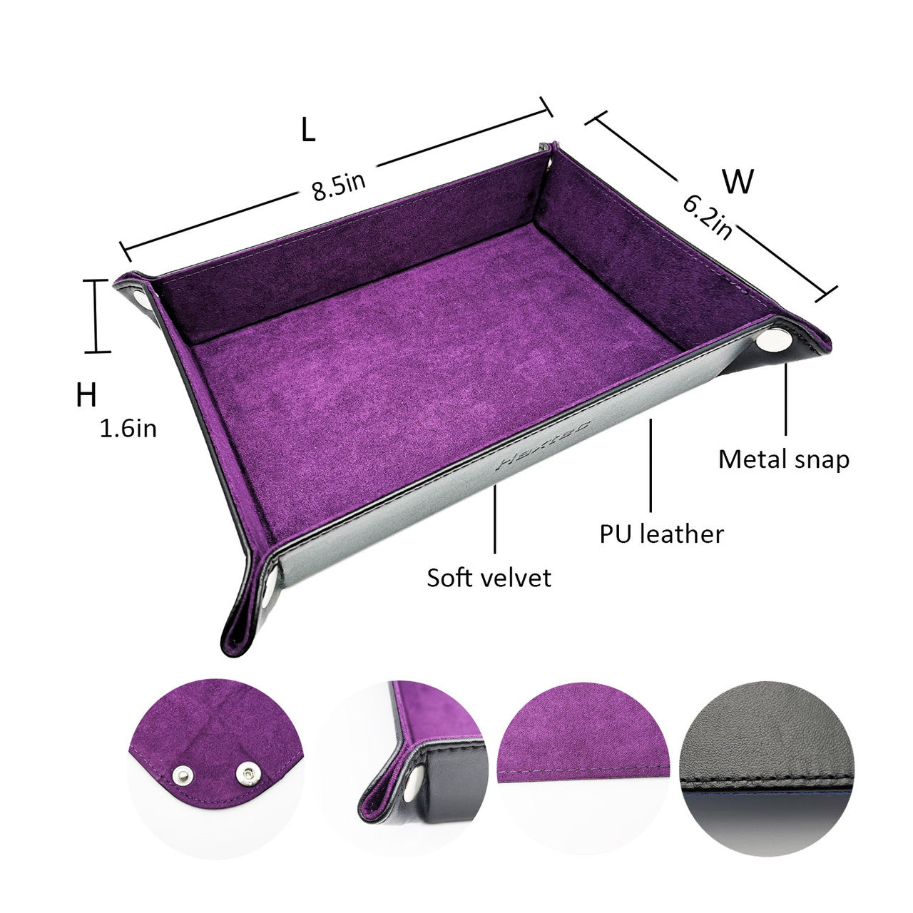 Haxtec dice tray purple details