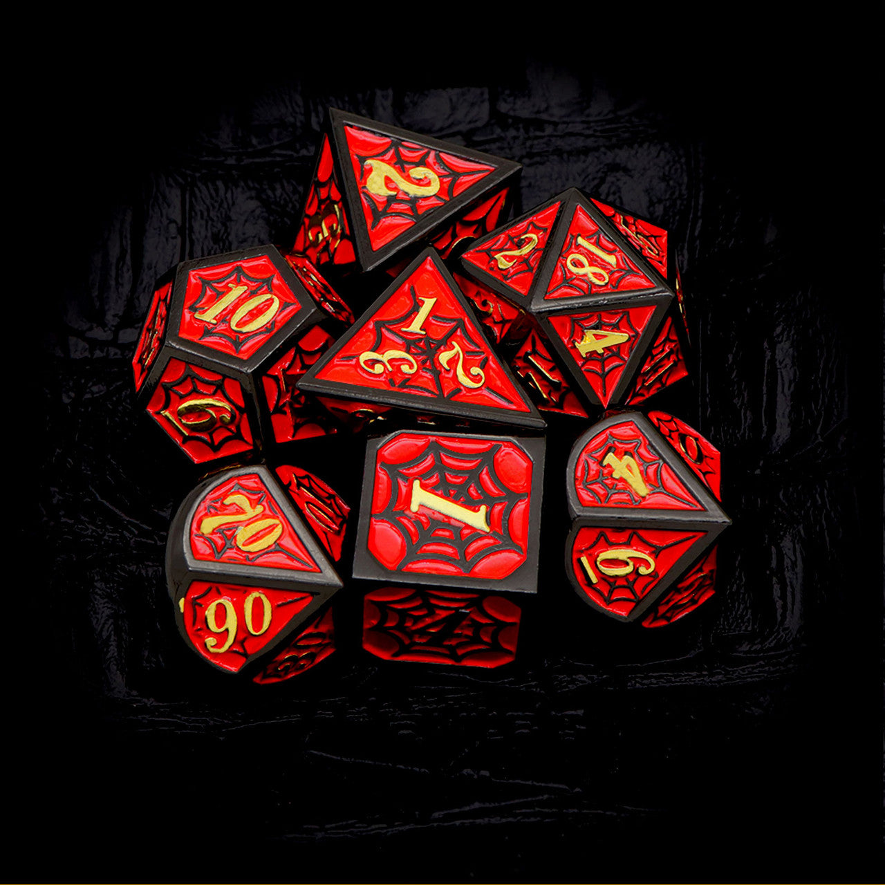 black red dice, metal dice, black metal dice, red metal dice, net dice