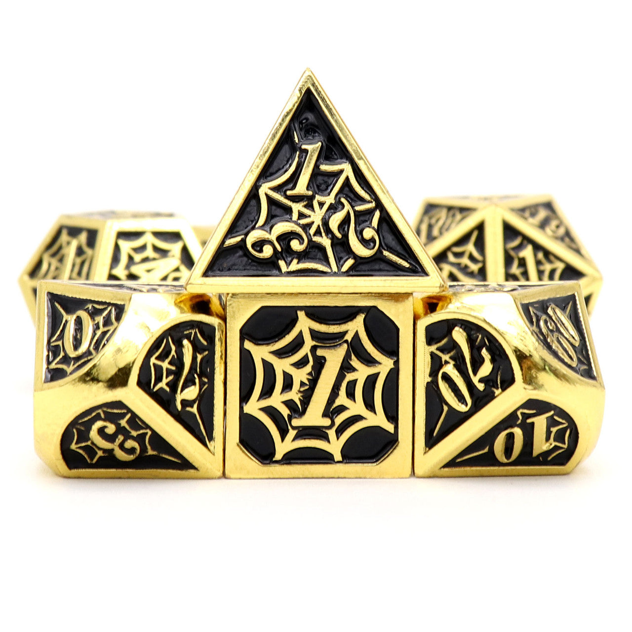 gold black metal dice, gold metal dice, the net dice, net dice, spider dice, black dice, haxtec dice