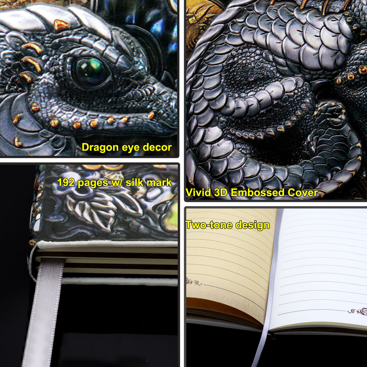 Haxtec 3D Embossed Dragon DND Notebook W/ Pen Spell Journal Retro