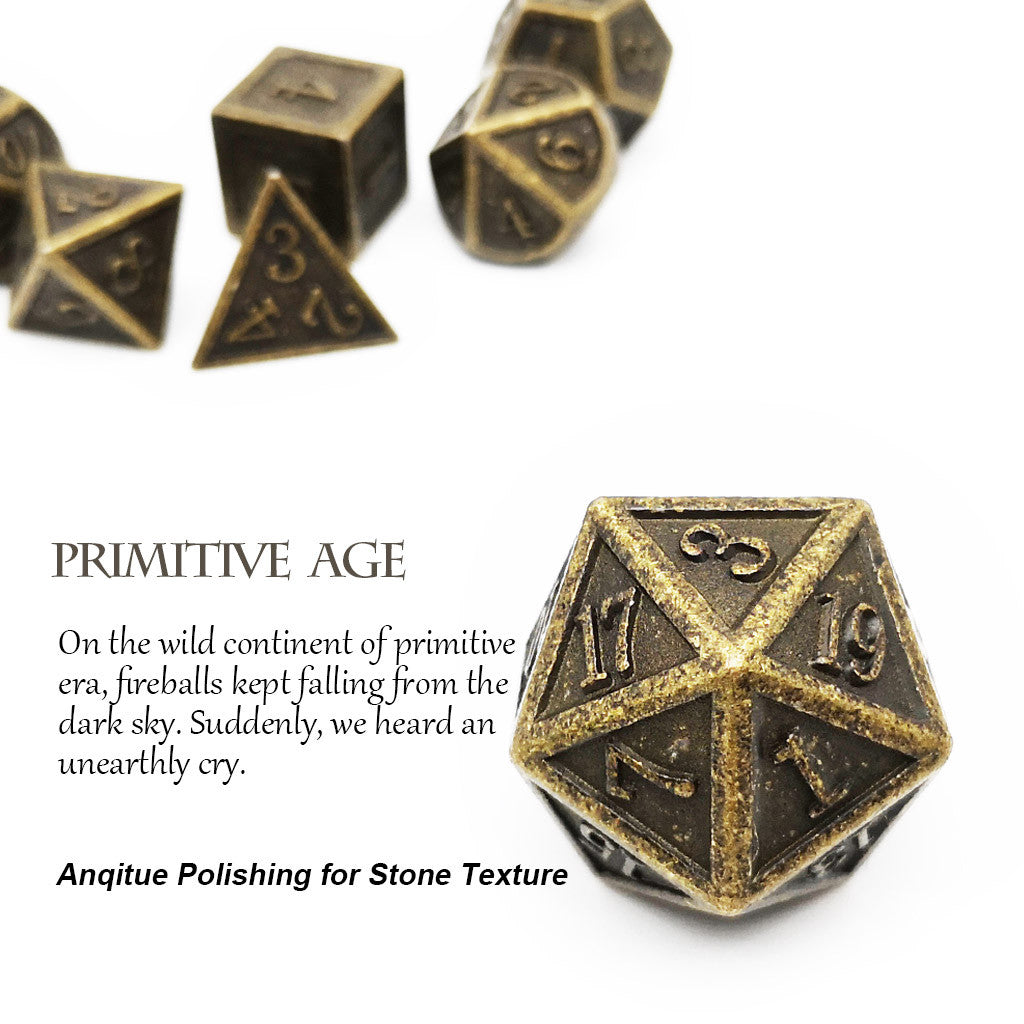 Metal dice set antique bronze details