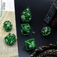 Haxtec Hollow Dragon Metal DND Dice Set With Leather Dice Bag for Dungoens and Dragons RPG Gift Green Dragon