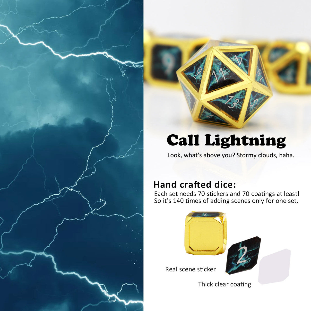 Haxtec Real Scene Metal Dice DND 5E SpellMeteor Swarm