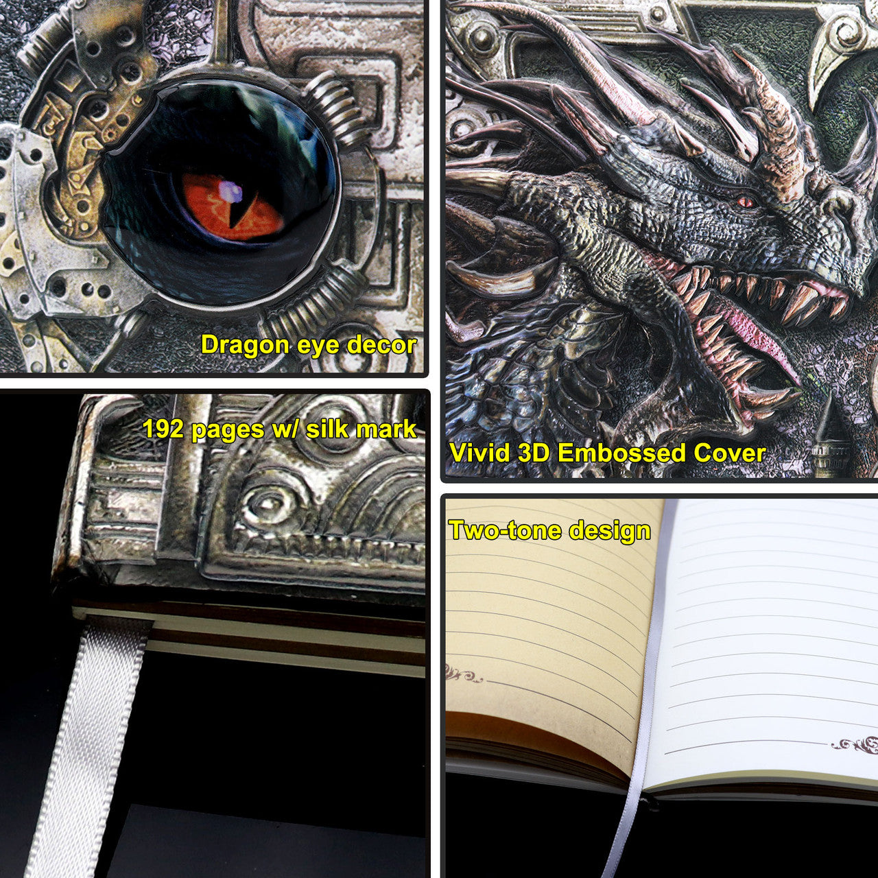 Haxtec 3D Embossed Dragon DND Notebook W/ Pen Spell Journal Retro