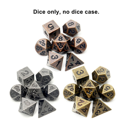 Haxtec 3Pack Mini Metal Dice Set D&D for DND Game with Metal Keychain Dice Case Antique Metal Dice