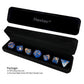 blue clear foil sharp edge dnd dice set with dice vault