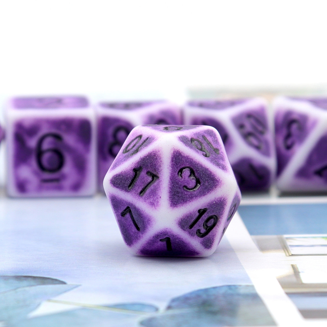 antique dice, ancient dice, purple dice, rpg dice, bone dice, polyhedral dice, dice set, dnd dice