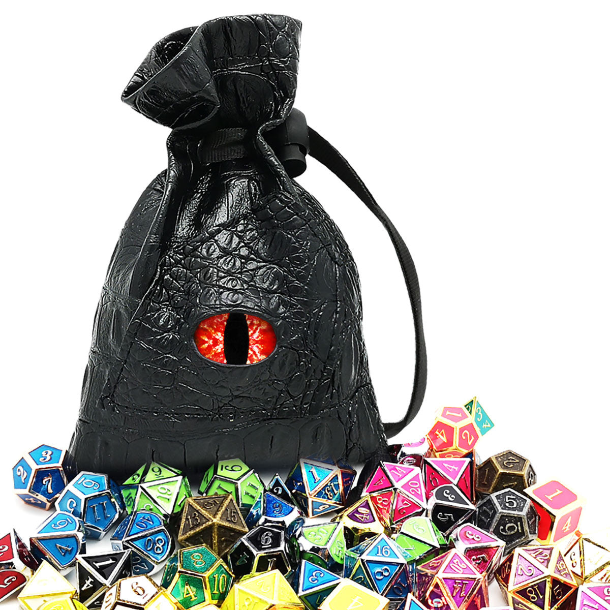 blood red dragon eye dice bag, leather dice bag