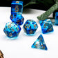 11PCS Blue Cloud Swirl DND Dice Set Polyhedral Ink D&D Dice for RPGs