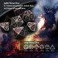 Haxtec Fire-breathing Dragon Pattern Antique Iron Red Metal DND Dice Set With Leather Dice Bag for Dungoens and Dragons RPG Gifts
