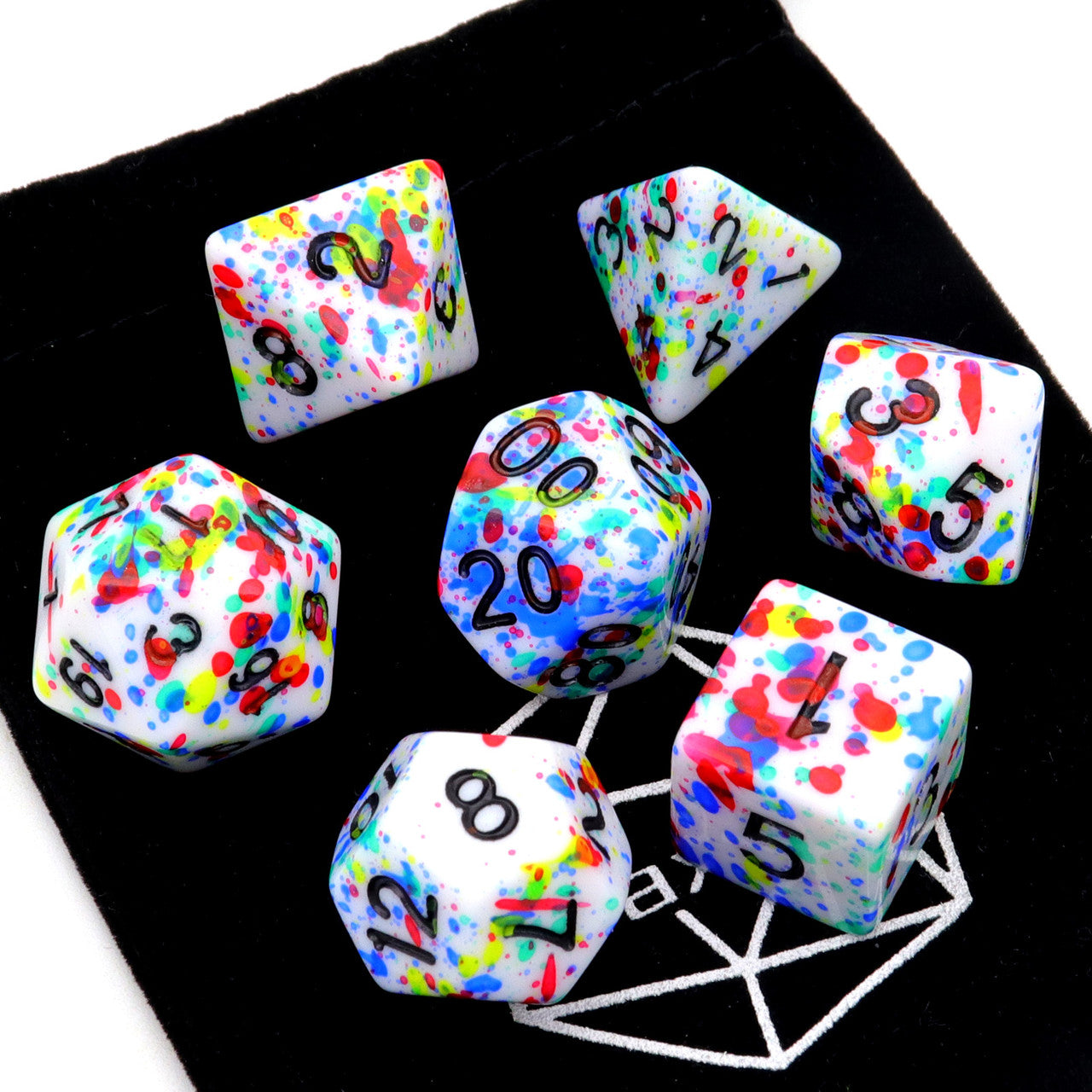 acrylic dice, dnd dice, rainbow dice, speckled dice, dnd dice, haxtec dice