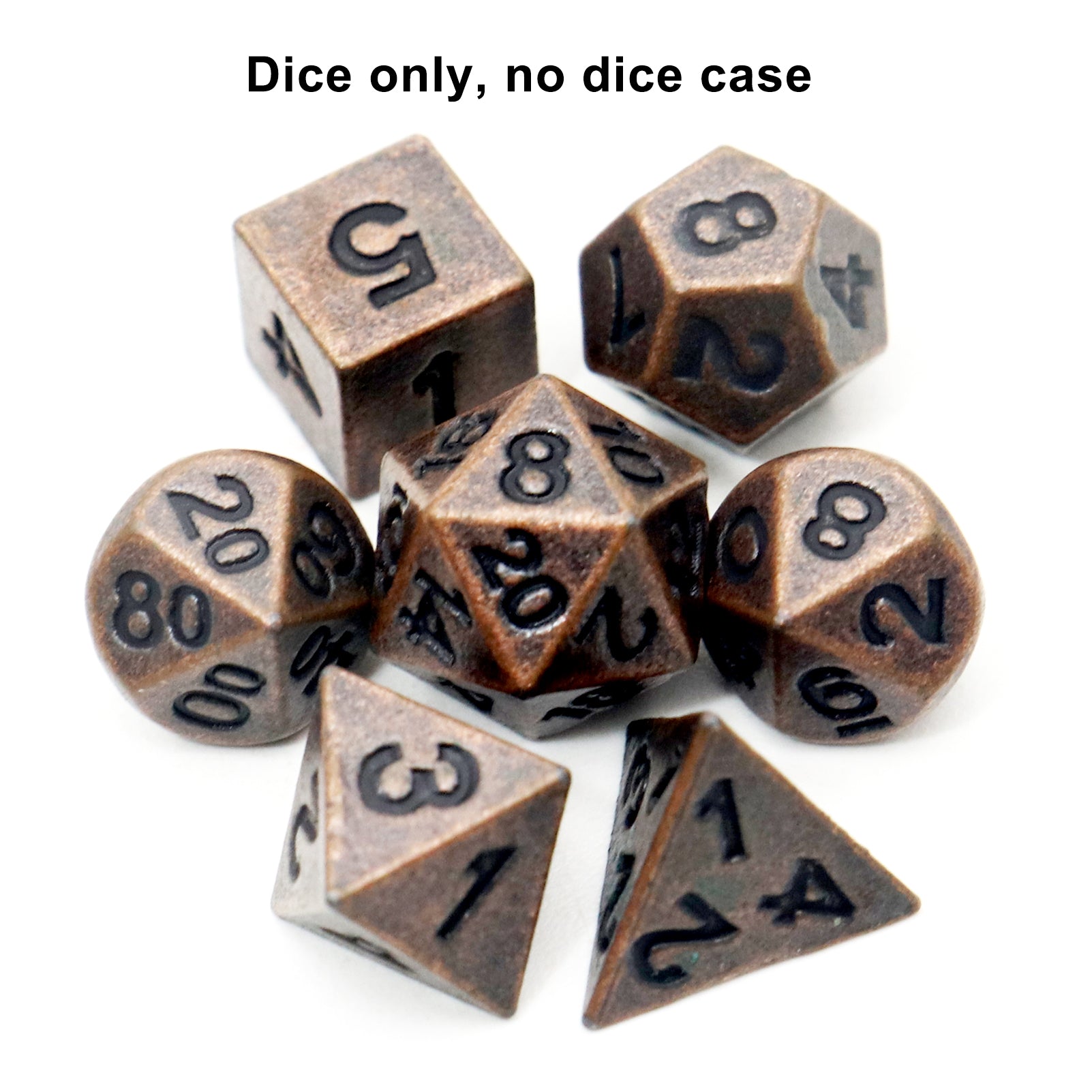 Mini Metal Dice Set Antique Copper Metal DND Dice with Portable