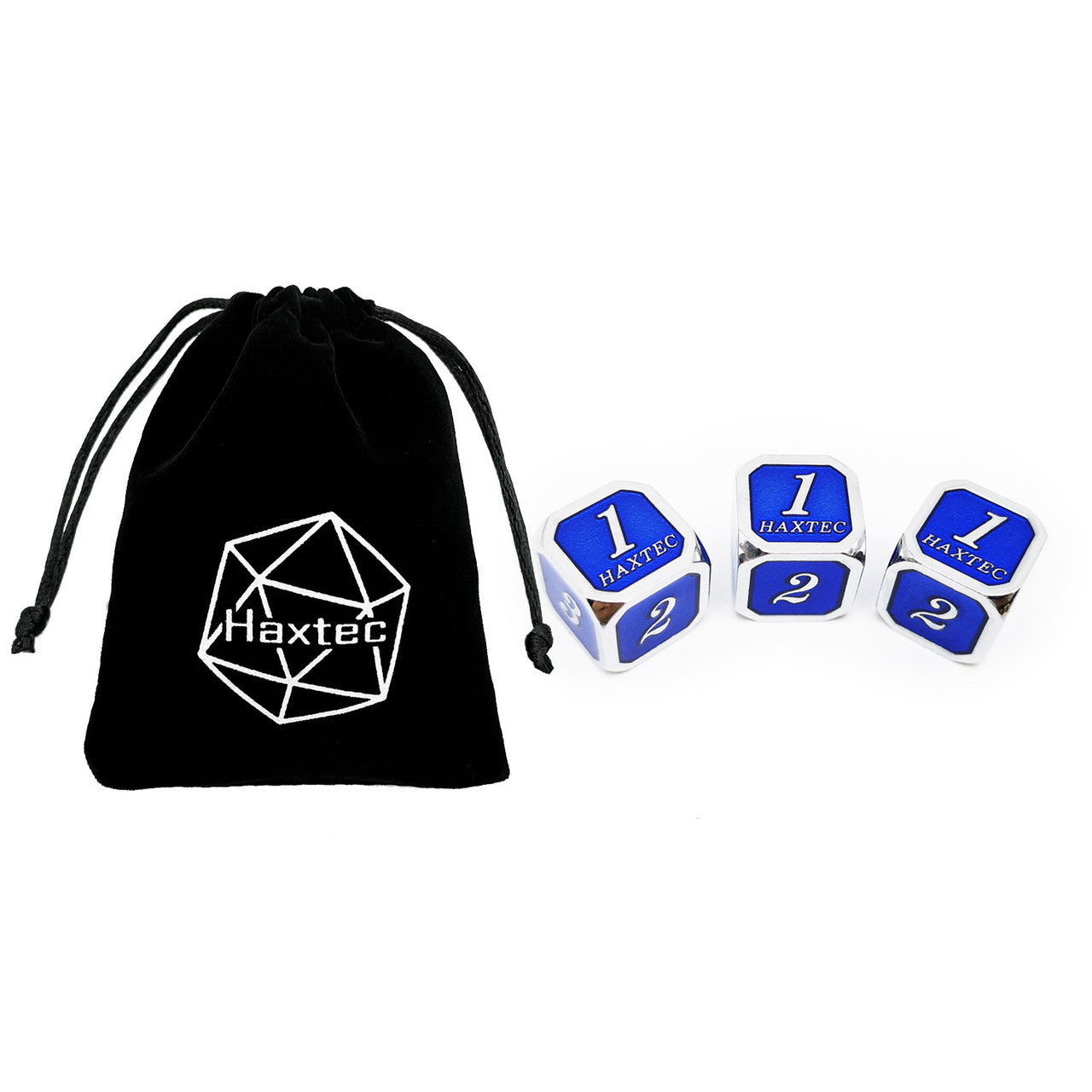 Haxtec D6 dice silver navy blue with protect bag