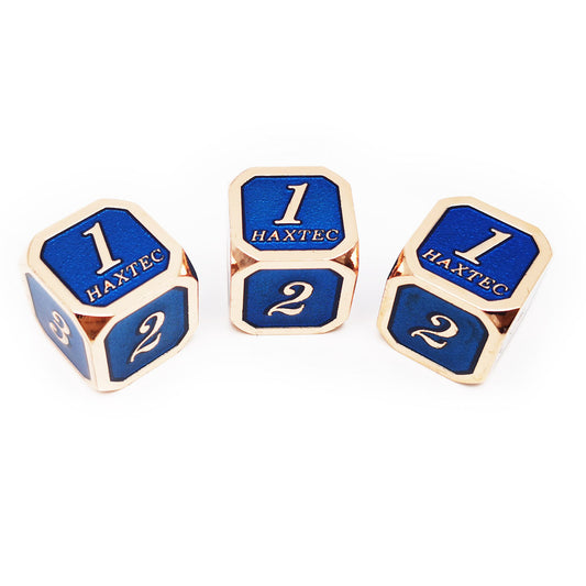 Haxtec D6 dnd dice set 3pcs rose gold blue