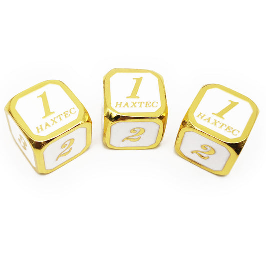 Metal D6 D&D Dice Set-Gold White