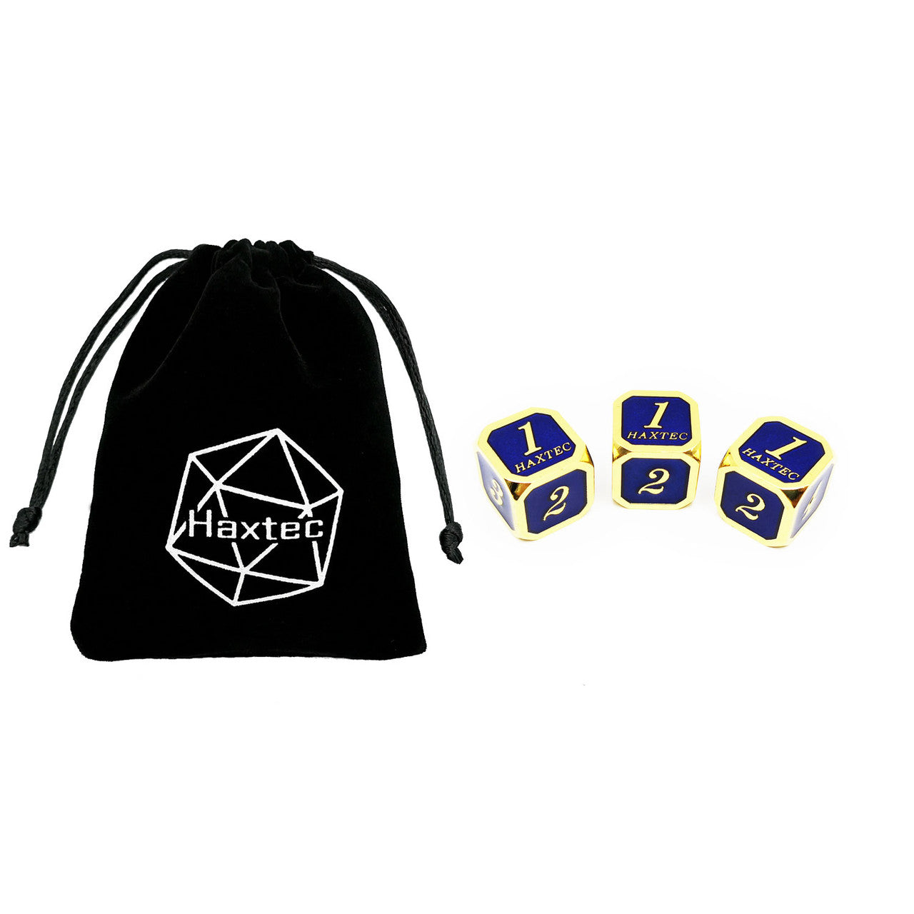 Haxtec D6 dice gold navy blue with bag