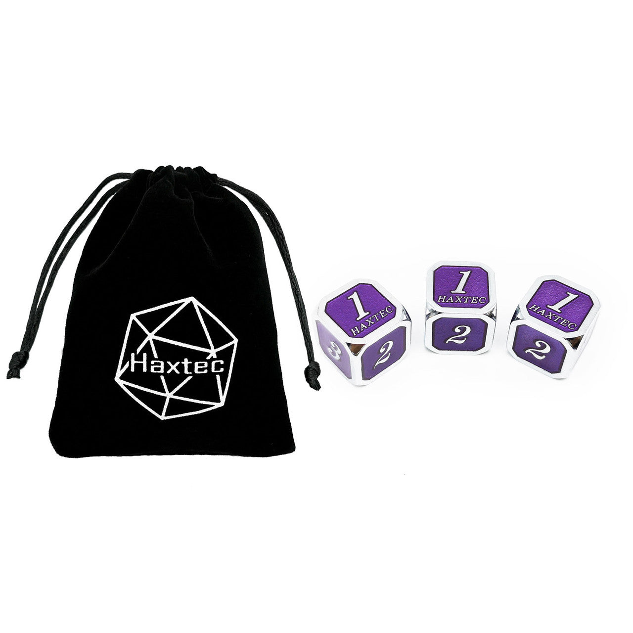Haxtec D6 dice silver royal purple with protect bag