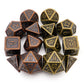antique dice, metal dnd dice, dice set, copper dice,, bronze dice, metal dice