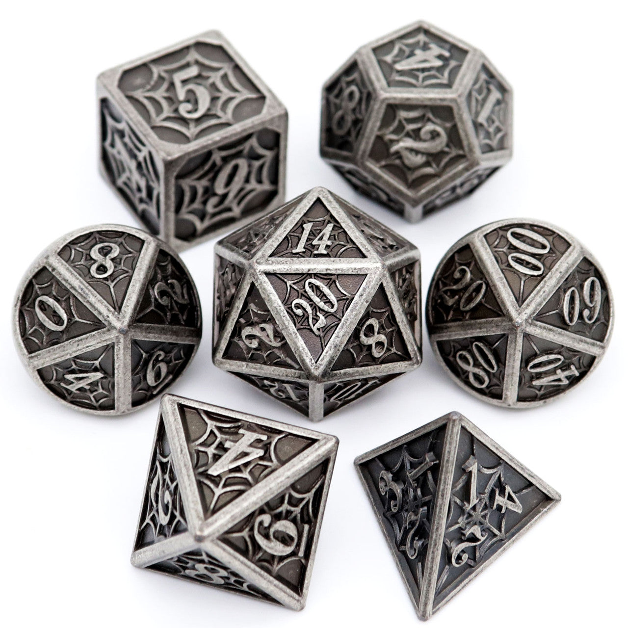 antique metal dice, ancient dice, metal dnd dice, metal dice set