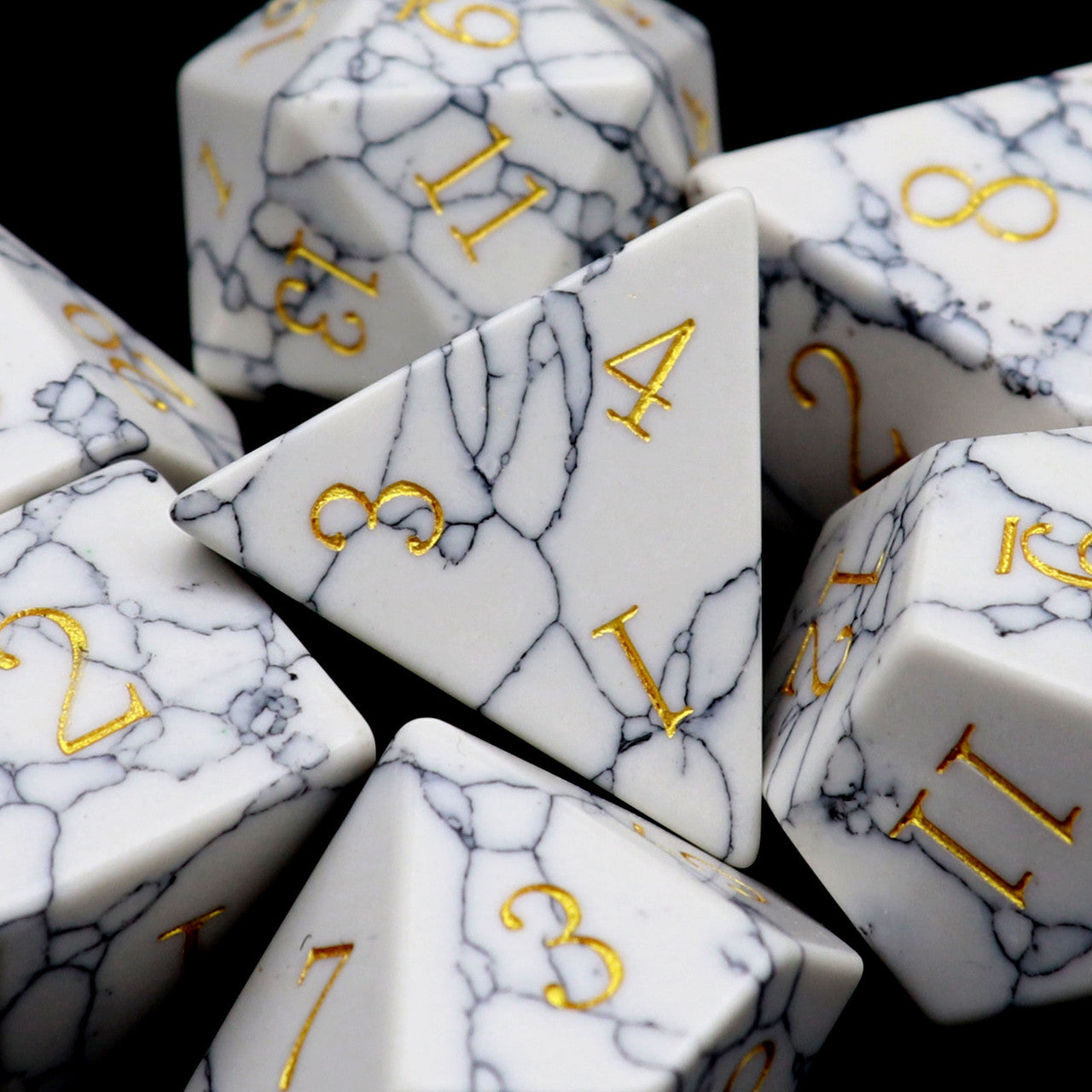 white howlite dice, gemstone dice, stone dice, white dice, marble dice, turquoise dice